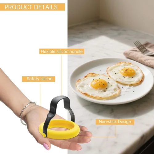 Miniatura 3 de Anillos de silicona para huevos para cocinar, paquete de 4 moldes antiadherentes para huevos fritos, panqueques, tortillas, sándwiches de desayuno