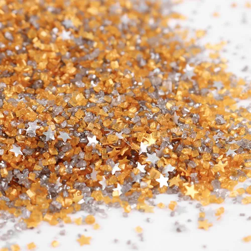 Miniatura 13 de Mezcla de estrellas con purpurina plateada comestible de lijado, chispas de azúcar comestible azul y morado para decoración de pasteles, azúcar