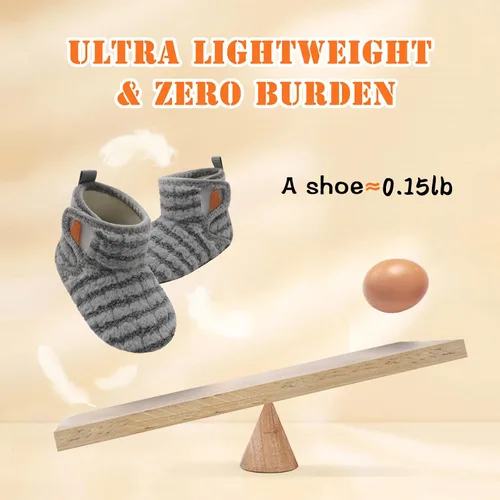 Miniatura 3 de BARERUN Pantuflas para niños y niñas, zapatos de casa para bebés, botines de invierno de felpa acogedora para niños, pantuflas cálidas y ligeras