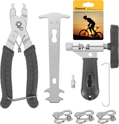 Conjunto de herramientas de reparación de cadena de bicicleta Oumers, herramienta de rotura de cadena de bicicleta, alicates de eslabón maestro, Gris