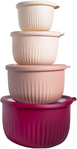 Miniatura 41 de COOK WITH COLOR - Juego de tazones de preparación profundos con tapas, para mezclar, de plástico, pequeños y apilables (color negro degradado)