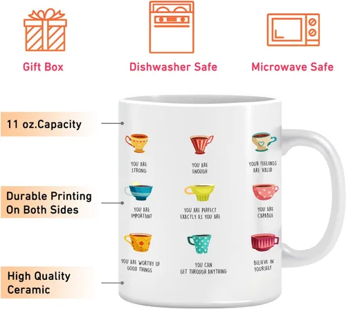 Miniatura 3 de LNOKRIM Taza Positivi-Tea, Taza de Café de Autoafirmación de Positividad, Regalo para Maestro Terapeuta Consejero, Taza de Café de Diálogo Interno