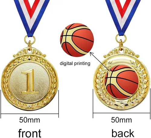 Miniatura 4 de Myartte Juego de 5 medallas de oro – Medallas de premio de estilo olímpico para deportes, competiciones, abejas de ortografía, recuerdos de fiesta