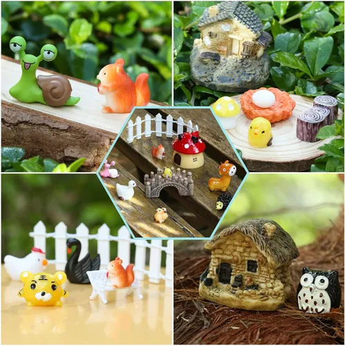 Miniatura 4 de Modacraft 200 accesorios de jardín de hadas en miniatura, incluyendo 100 pines fijos, kit de jardín de hadas, figuras de animales, mini paisaje