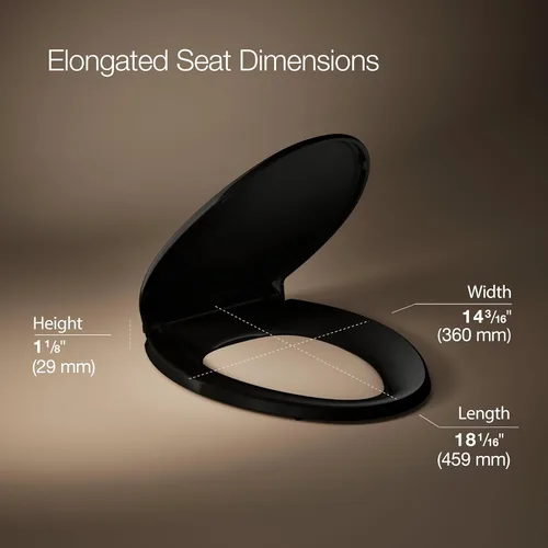 Miniatura 3 de KOHLER 4733-RL-7 Glenbury ReadyLatch - Asiento de inodoro alargado con cierre silencioso, asientos de inodoro con cierre suave, color negro