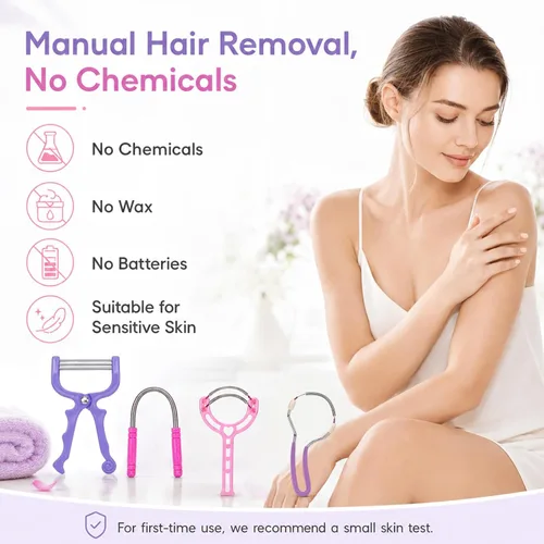 Miniatura 2 de Removedor de vello primaveral – Paquete de 4 depiladoras de resorte de acero inoxidable – Removedor de vello facial para mujeres, cara, barbilla