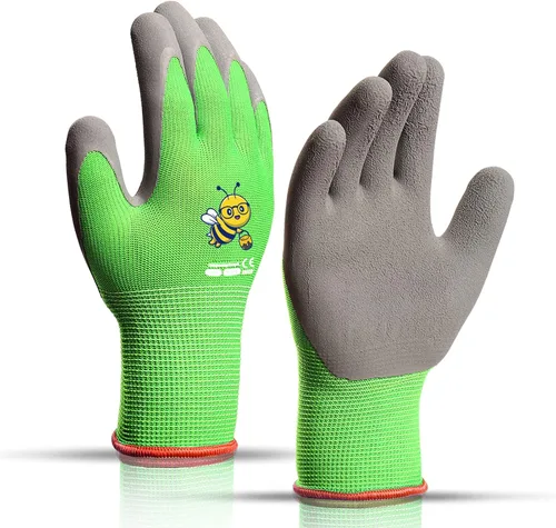 Miniatura 19 de KDK Guantes de jardinería para niños de 3 a 5 años, guantes de trabajo de patio para niños pequeños, jóvenes, niñas, niños, guantes de goma