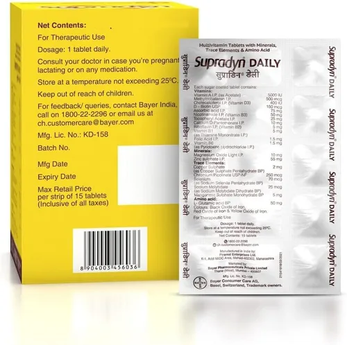 Miniatura 2 de SupradynS - Tabletas multivitamínicas diarias para hombres y mujeres con zinc esencial, 12 vitaminas, 5 oligoelementos para inmunidad diaria