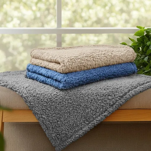 Miniatura 7 de 1 paquete de 3 mantas calmantes esponjosas de vellón de primera calidad para mascotas, manta sherpa suave para perros, cachorros, gatos, beige