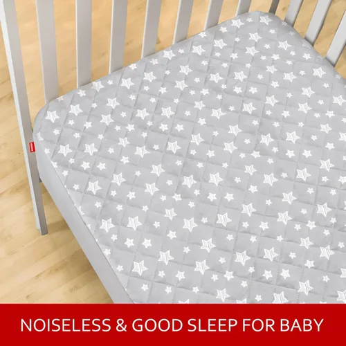 Miniatura 5 de Paquete de 2 protectores de colchón para cuna, impermeables, acolchados, de 52 x 28 pulgadas, extra suave, transpirable, para cama de niños Estrella