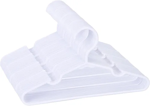 Paquete de 60 perchas blancas para niños de 11.6 pulgadas, perchas para ropa de bebé para niños pequeños y niños, perchas de plástico duradero para