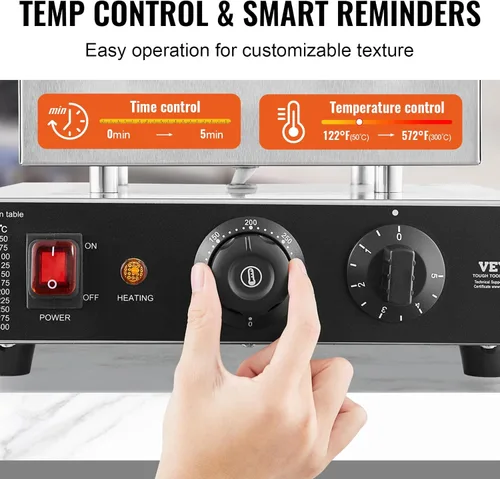 Miniatura 3 de VEVOR - Máquina para hacer panqueques holandeses, para 9 piezas, diám. 76 mm, máquina para hacer dorayaki, 850 W, eléctrica comercial