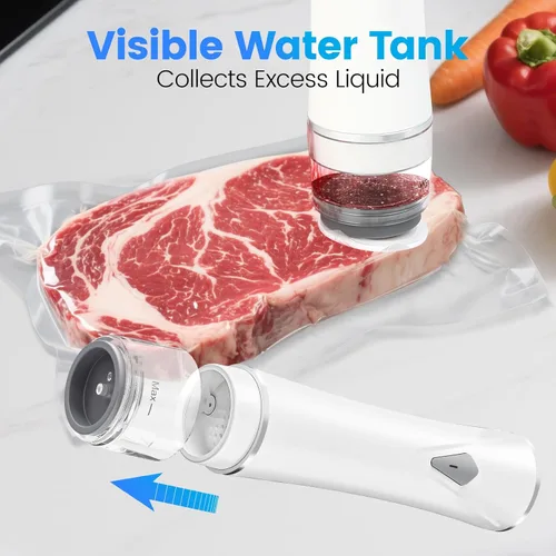 Miniatura 3 de Sellador al vacío para alimentos con tanque visible, máquina selladora al vacío de mano con 30 bolsas reutilizables para una frescura 5 veces más