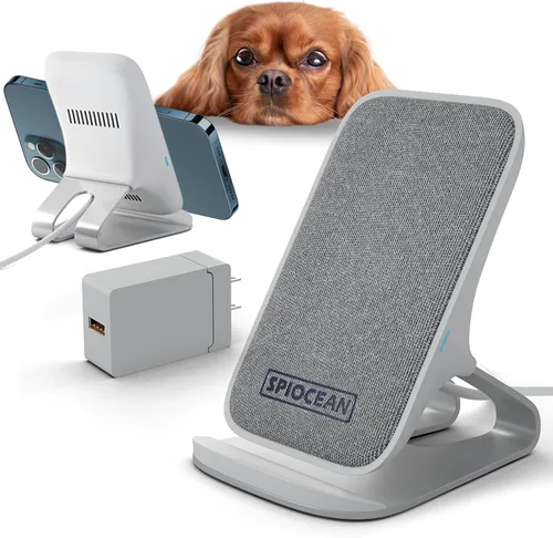 Cargador inalámbrico rápido, soporte de carga inalámbrico de 10 W Max con certificación Qi compatible con iPhone 16/15/14/13/12/11 Max/Pro/Mini/SE,
