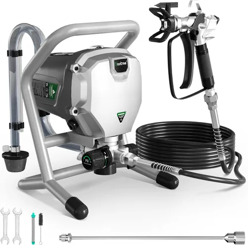 Pulverizador de Pintura Sin Aire, Pistola de Pulverización Eléctrica de Alta Presión con Varilla de Extensión, Herramienta Profesional de Pintura