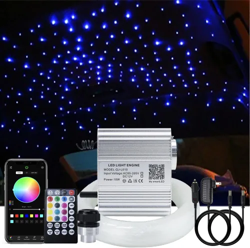 AKEPO - Kit de luz musical RGBW de 10 W, parpadeante, cable de fibra óptica, controlada a través de aplicación, para el hogar y el automóvil, 150