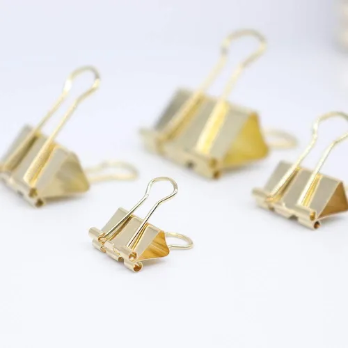 Miniatura 4 de Abrazaderas de papel con clip para carpeta, varios tamaños (Mini, pequeño, mediano, grande), 100 clips para suministros escolares de oficina (dorado)
