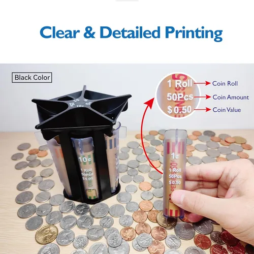 Miniatura 5 de Tubo Clasificador de Monedas Contador de Monedas con Envoltorios de Monedas, Máquina Clasificadora de Cambio 5 en 1 Contador de Cambio, Organizador