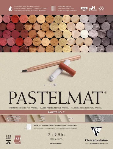 Miniatura 21 de Clairefontaine Pastelmat - Papel especial para pastel (encolado, 30 x 40 cm) - Paleta No. 5 - (12 x 15 3/4 pulgadas) - 360g - 12 hojas - Verde Verde