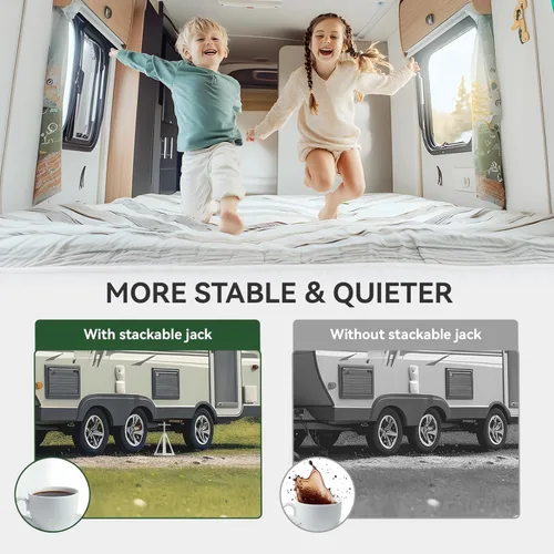 Miniatura 5 de RVGUARD Paquete de 1 gato de apilamiento para caravana, gatos estabilizadores de aluminio para remolques de caravana, soporte individual de hasta