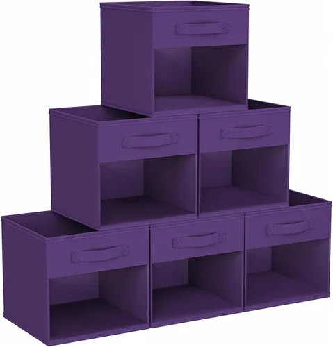 Miniatura 29 de DIMJ Cubo de almacenamiento, 6 paquetes de contenedores plegables con asas, contenedores de tela para organización, cubos organizadores