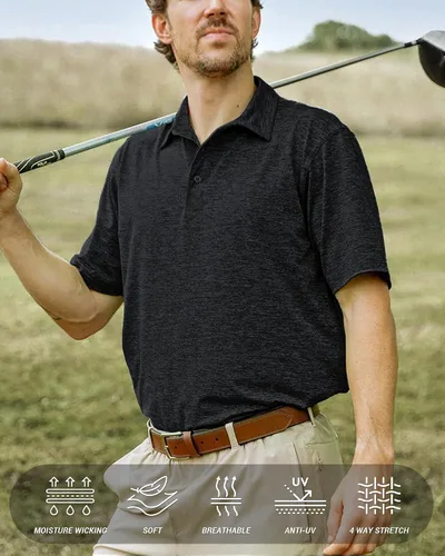 Miniatura 3 de Polu Polo de golf para hombre, absorbe la humedad, manga corta, casual, cuello de verano