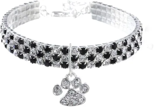 Miniatura 8 de Collar para mascotas con diamantes, colgante de garra de corazón elástico ajustable con diamantes de cristal para boda, gato y perro, collar pequeño