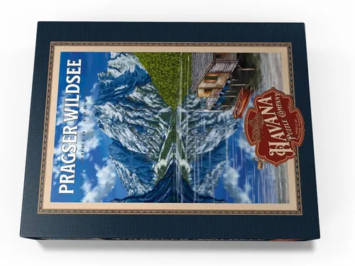 Miniatura 4 de MyPuzzle Pragser Wildsee - Reflexiones de montaña, póster de viaje vintage, rompecabezas de 100 piezas para adultos