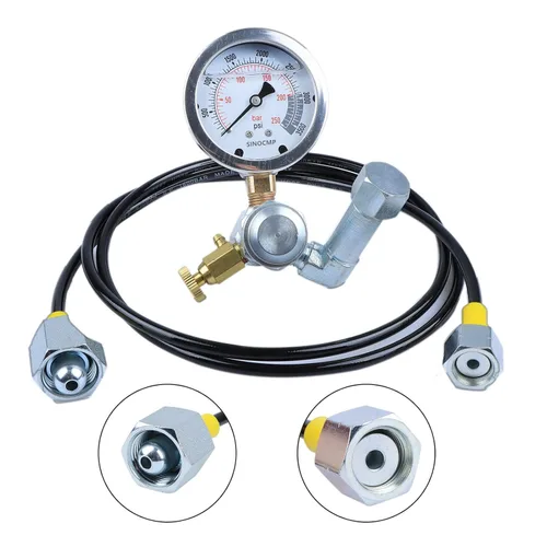 Miniatura 2 de Sistema de carga de acumulador de nitrógeno hidráulico y kit de prueba de presión, kit de manómetro hidráulico con 1 medidor y 1 manguera de gas