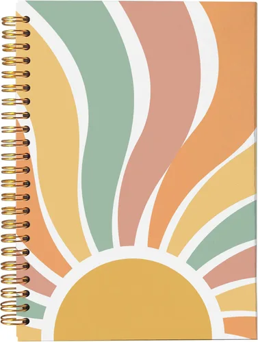 Miniatura 10 de VNWEK Cuaderno abstracto bohemio en espiral de 5.5 x 8.3 pulgadas, diseño bohemio de mediados de siglo, con tapa dura, para notas de trabajo