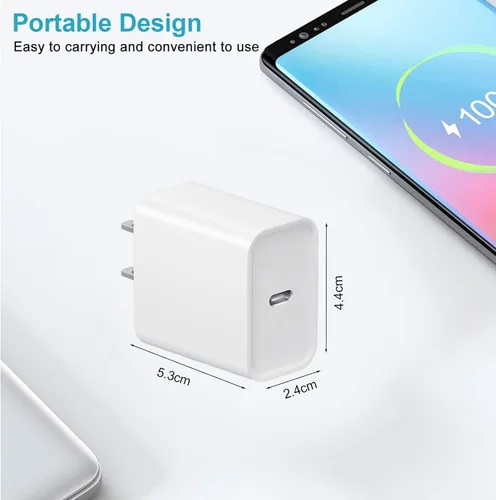 Miniatura 5 de Cargador rápido de 20 W, paquete de 3 cargadores de puerto USB-C con cable tipo c-c, para i Phone 17/16/15, i Pad y más (paquete de 3 blanco)