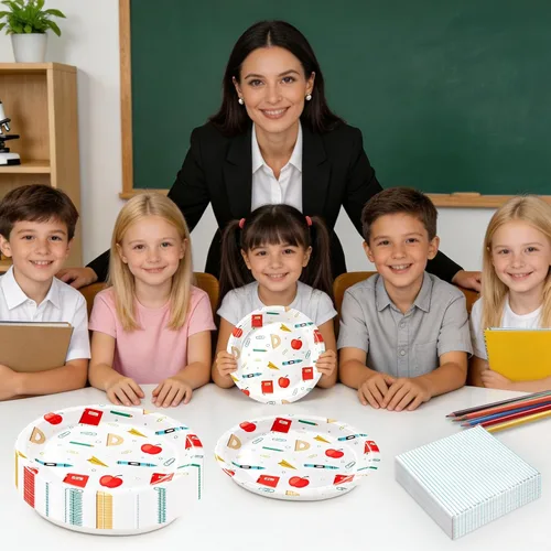 Miniatura 7 de 50 Pcs Back To School Plates and Napkins First Day of School Dinnerware Disposable Paper Tableware Party Decorations for Welcome Back to School