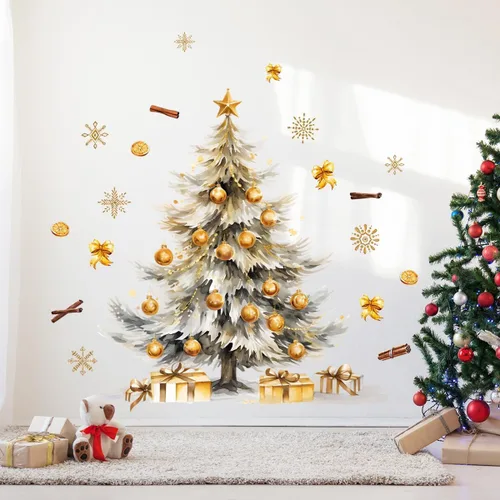 Miniatura 11 de 59x47 Pulgadas Adhesivos de Árbol de Navidad Azul Grande para Pared, Extraíbles DIY, Adhesivos de Árbol de Navidad Acuarela Gigantes para Baño