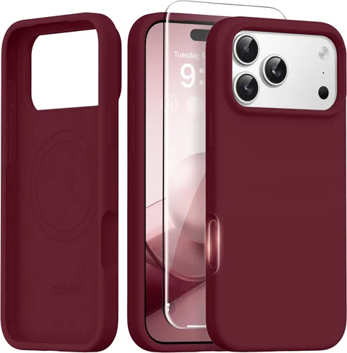 Miniatura 258 de GONEZ Funda de silicona para iPhone 14 Pro Max, compatible con MagSafe, con protector de pantalla + protector de lente de cámara, silicona líquida a