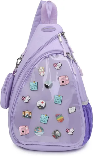 Miniatura 15 de Bolsa Oxford Ita Kawaii con Pin de visualización, mochila de pecho, mochila de un solo hombro, mochila deportiva, mochila para senderismo, mochila