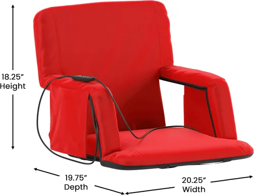Miniatura 3 de Flash Furniture Malta - Asiento de estadio con calefacción y soporte de respaldo, 6 posiciones reclinables, silla portátil con correas para mochila
