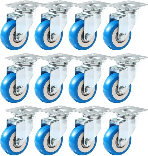 Miniatura 10 de 12 Ruedas de placa giratoria, poliuretano azul, 1,500 libras de capacidad, Azul