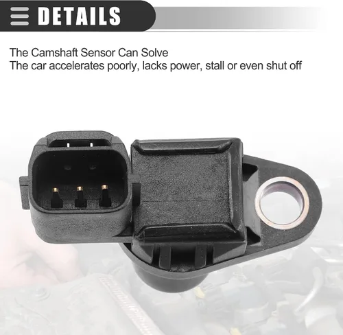 Miniatura 6 de Motoforti Sensor de posición del árbol de levas, para Mitsubishi Eclipse 1996-2005, ABS, MD327107, negro