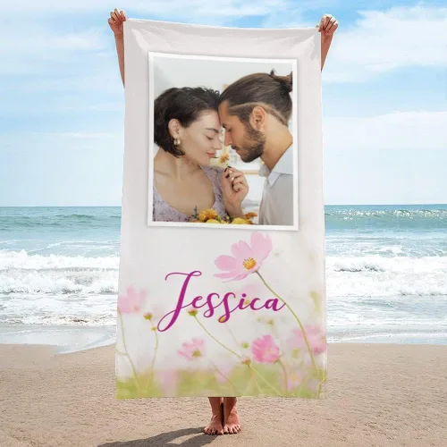 Miniatura 15 de Shapoo Toalla de playa con foto personalizada, foto personalizada/fondo/texto, divertida toalla de baño de microfibra personalizada para Una foto