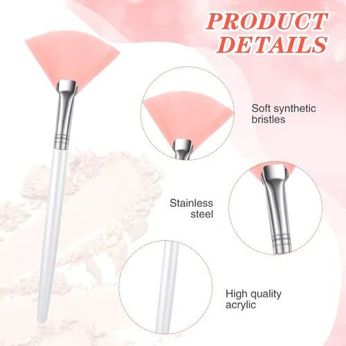 Miniatura 3 de 48 cepillos de abanico para aplicadores faciales, multiusos, para maquillaje, máscara facial, aplicador de cepillo suave para mujeres y niñas
