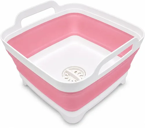 Miniatura 11 de Lavaplatos plegable de 2.4 galones (9L) con tapón de drenaje, para exteriores, multiuso, ahorro de espacio, bandeja de almacenamiento de cocina