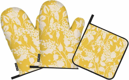 Miniatura 12 de Juego de guantes de horno y soportes para ollas de béisbol, diseño de cordones de softbol, resistentes al calor, 3 piezas para cocinar, hornear