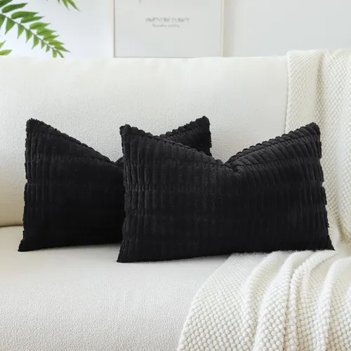 Miniatura 43 de OTOSTAR - Paquete de 2 fundas de cojín decorativas de pana suaves y a rayas estilo boho, fundas de cojín cuadradas para decoración del hogar, fundas