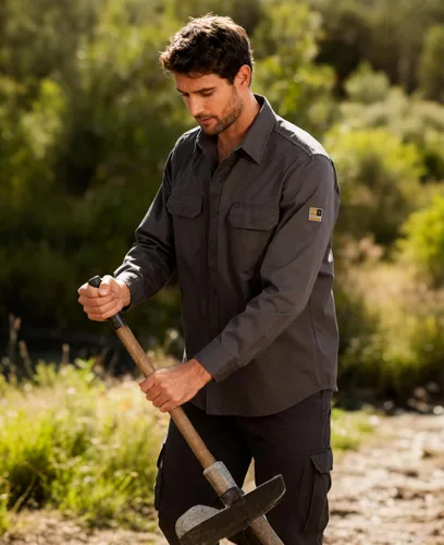 Miniatura 2 de KONRECO FR Camisas de botones para hombre con resistencia al fuego HRC2 Camisas de soldadura para hombre