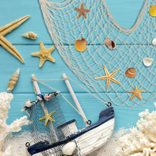 Miniatura 3 de Paquete de 2 Decoraciones de Red de Pesca para Fiesta Beige