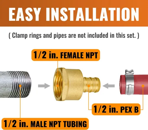 Miniatura 4 de SUNGATOR Paquete de 2 accesorios de latón PEX de 1" a 1" hembra NPT, certificados por