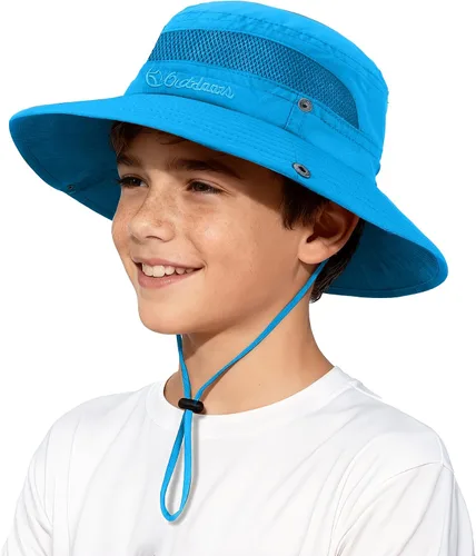 Miniatura 12 de Sombrero de sol para niños con protección solar UPF 50+, sombrero de pescador para niños y niñas, ala ancha, verano, playa, pesca, safari, sombrero