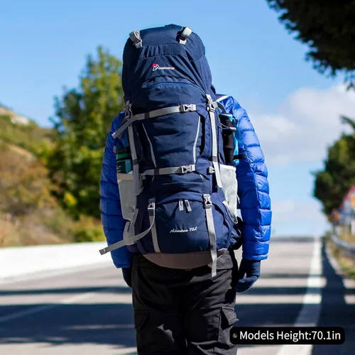 Miniatura 2 de MOUNTAINTOP 70L - Mochila con marco interno para camping, senderismo, mochila para hombres y mujeres con cubierta de lluvia Zafiro azul-70l