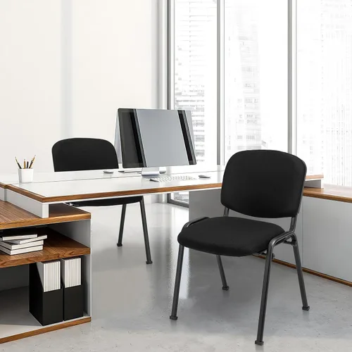 Miniatura 9 de COSTWAY Juego de 8 sillas de sala de espera, sillas de conferencias apilables con asiento y respaldo tapizados, sillas ergonómicas de recepción
