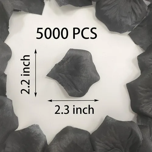 Miniatura 2 de ATFL Pétalos de rosa negros de 0.9 libras, 5000 pétalos de flores falsas negras para bodas, pétalos de flores para noche romántica para él, pétalos